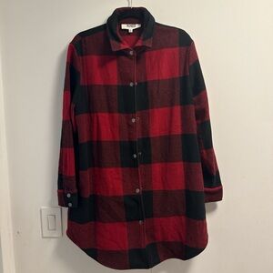 Steve Madden Red and Black Checkered Teddy Jacket